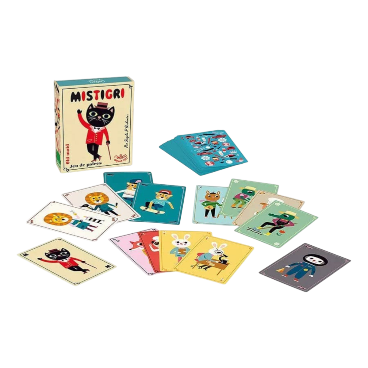 Jeu de cartes traditionnel Mistigri pour enfant avec illustrations d'animaux - Vilac
