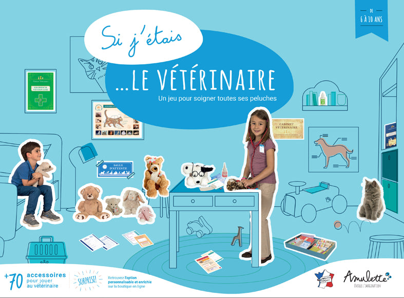 Boîte du jeu d'imitation Si j'étais le vétérinaire avec accessoires médicaux pour enfants - Amulette