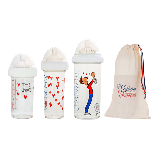 Le Biberon Français - Set de 3 biberons papa et bébé by Soledad