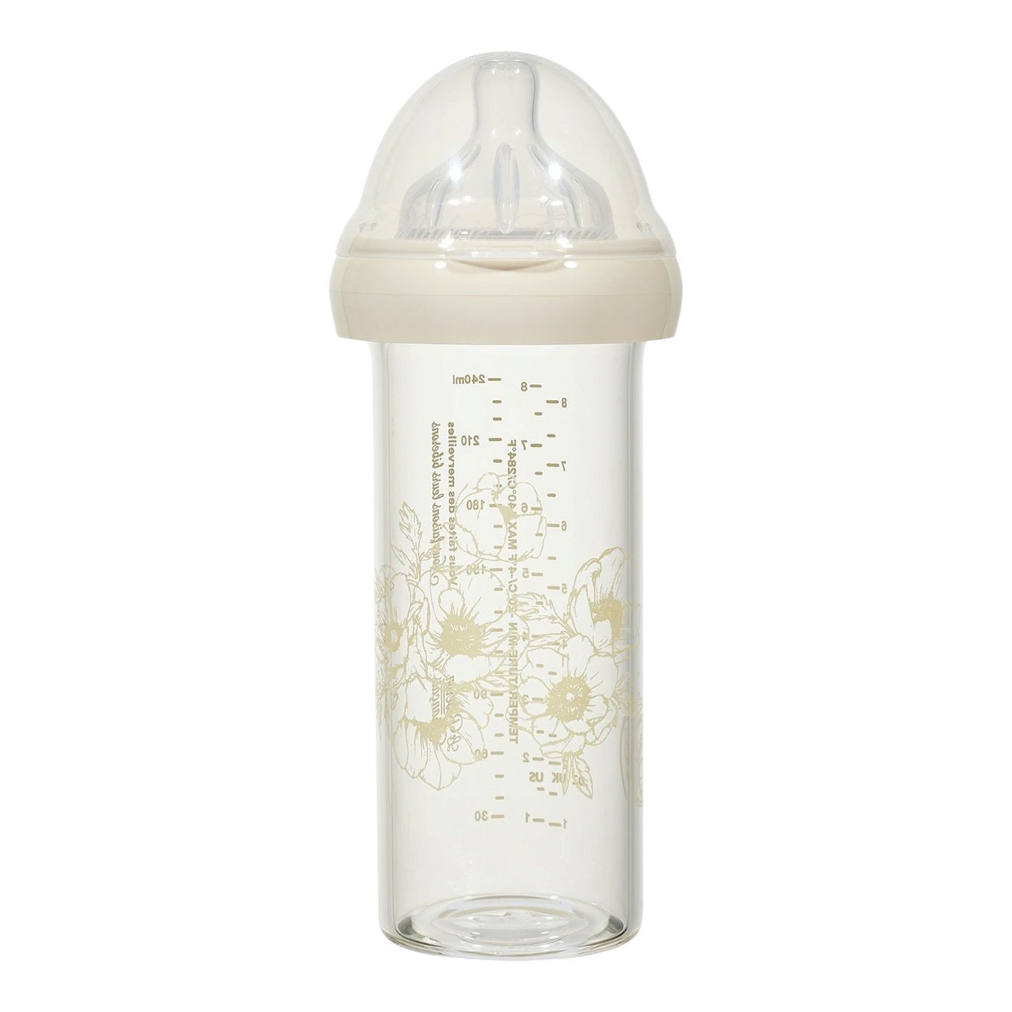 Le Biberon Français - Biberon en verre Fleurs de coton 240ml