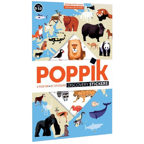 Poppik - Poster en stickers animaux du monde 5 ans et +