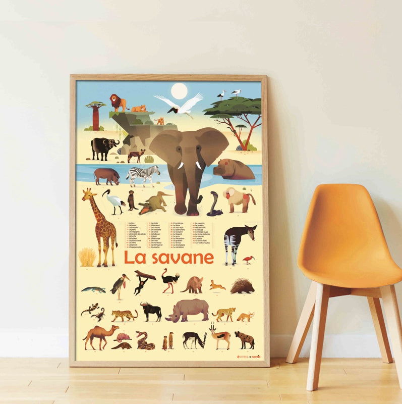 Poppik - Poster en stickers la savane 5 ans et +