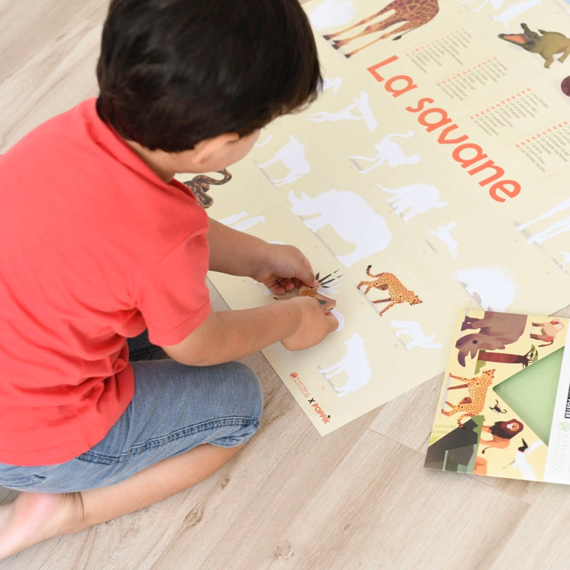 Poppik - Poster en stickers la savane 5 ans et +