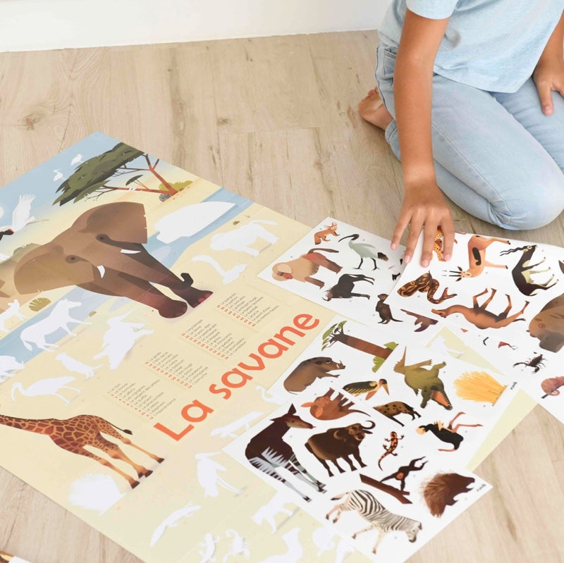 Poppik - Poster en stickers la savane 5 ans et +