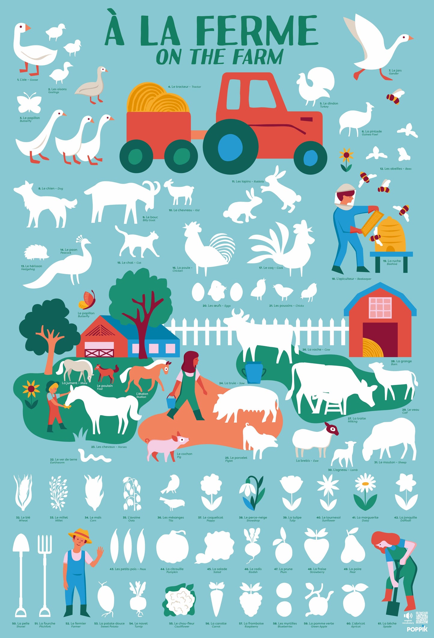 Poppik - Poster en stickers la ferme 3 ans et +