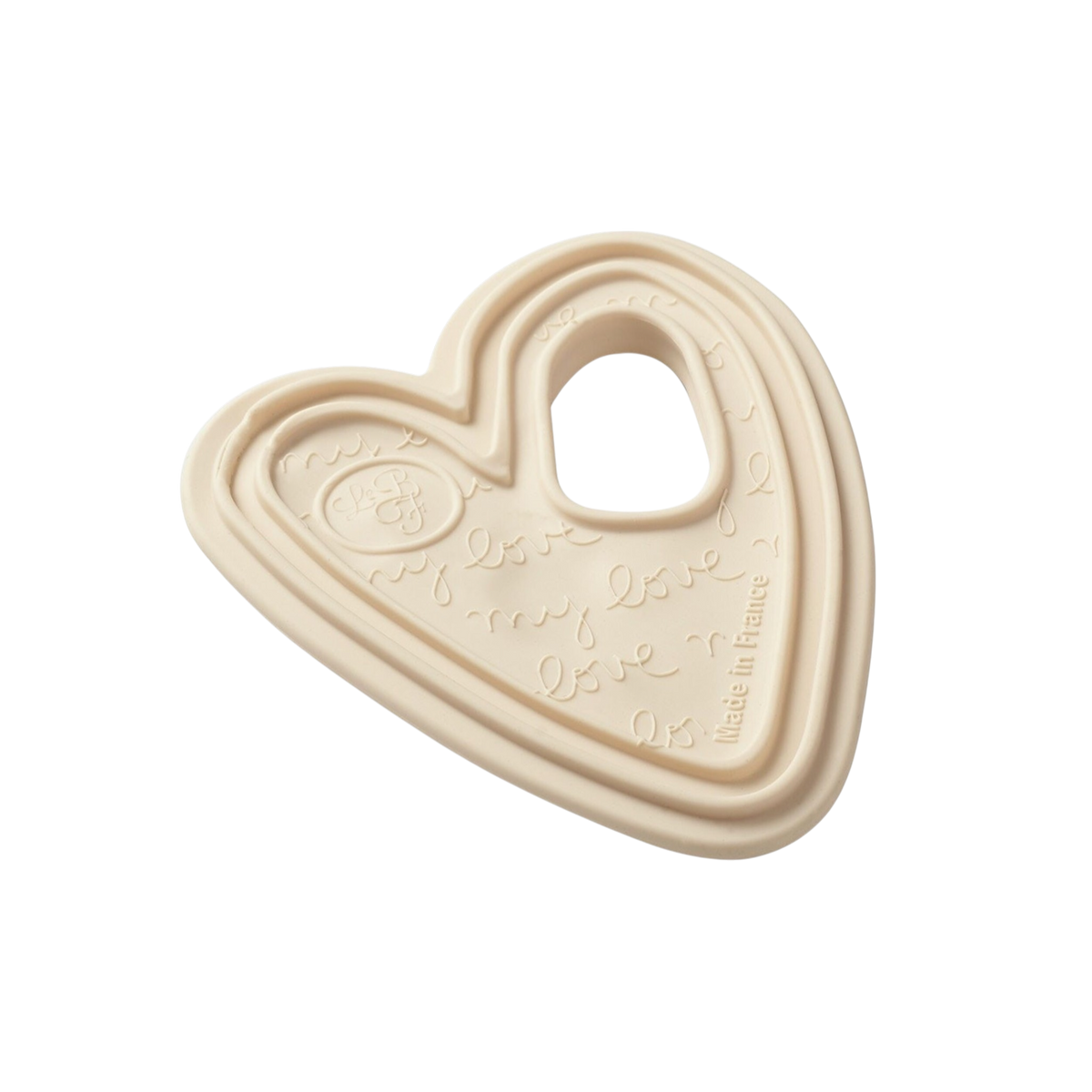 Anneau de dentition ergonomique en forme de cœurs couleur crème pour bébé - Le Biberon Français