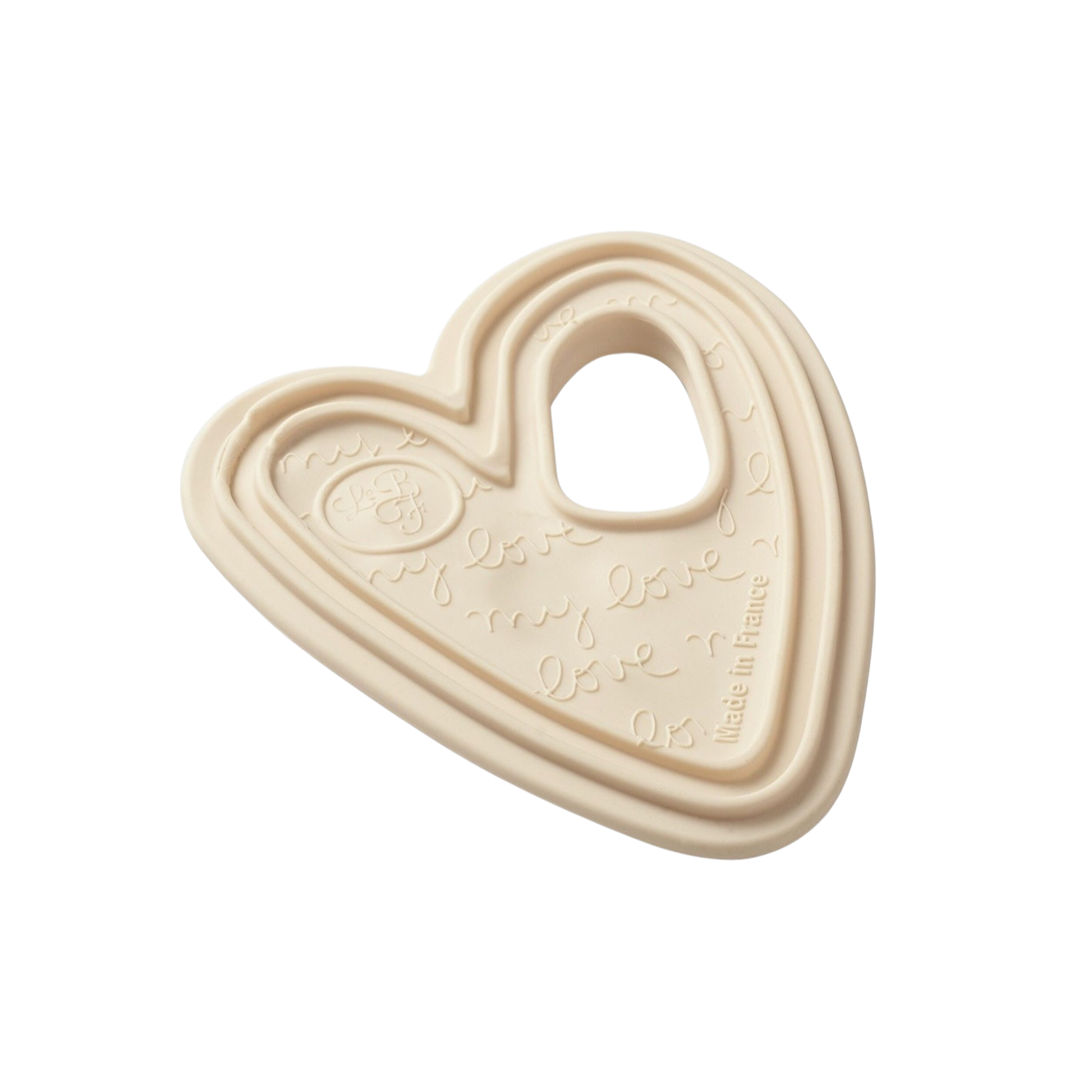 Anneau de dentition ergonomique en forme de cœurs couleur crème pour bébé - Le Biberon Français