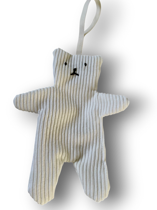 Attache tétine doudou en velours côtelé forme petit ourson - Dada