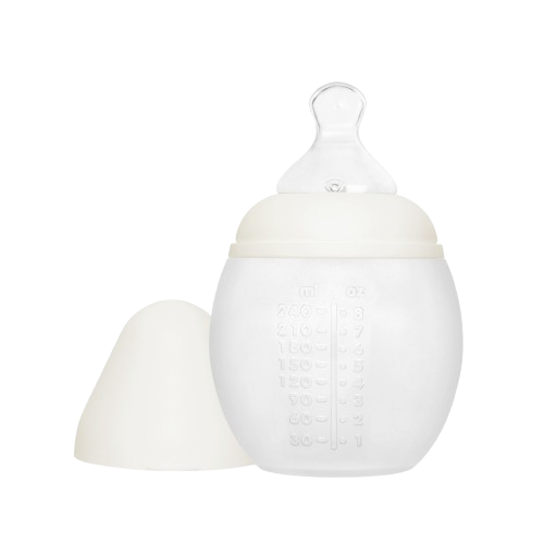 Biberon anti-colique rond en silicone médical blanc Élhée