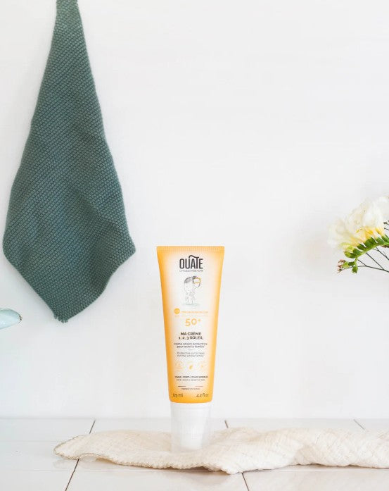 Flacon pompe de crème solaire très haute protection pour visage et corps enfant - Ouate