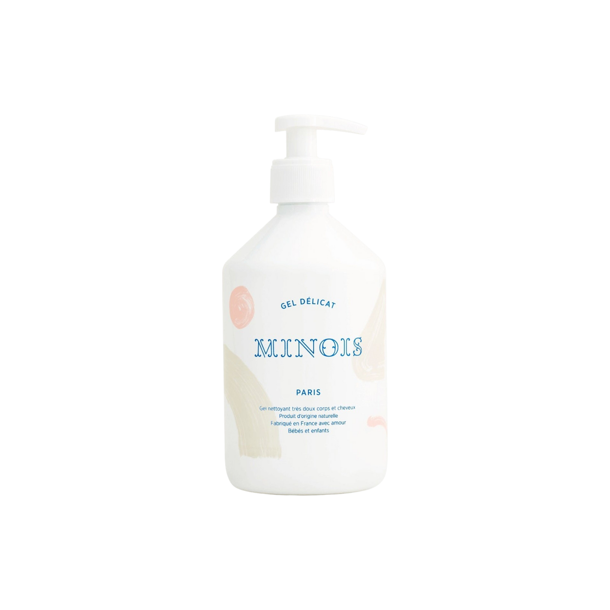 Grand flacon pompe de gel lavant 2-en-1 corps et cheveux bébé 500ml - Minois Paris