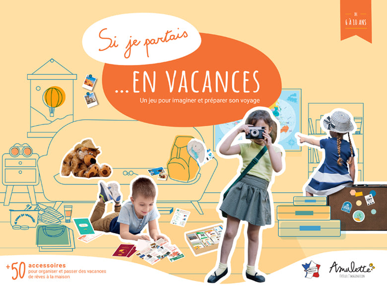 Coffret mallette de jeu d'imitation Si je partais en vacances avec accessoires de voyage - Amulette