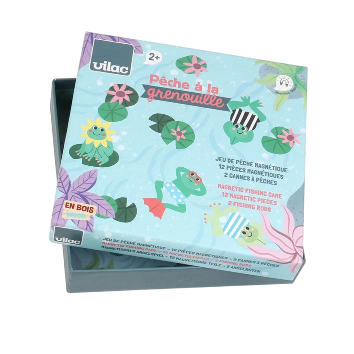 Boîte de jeu de pêche à la ligne magnétique en bois avec cannes aimantées - Vilac