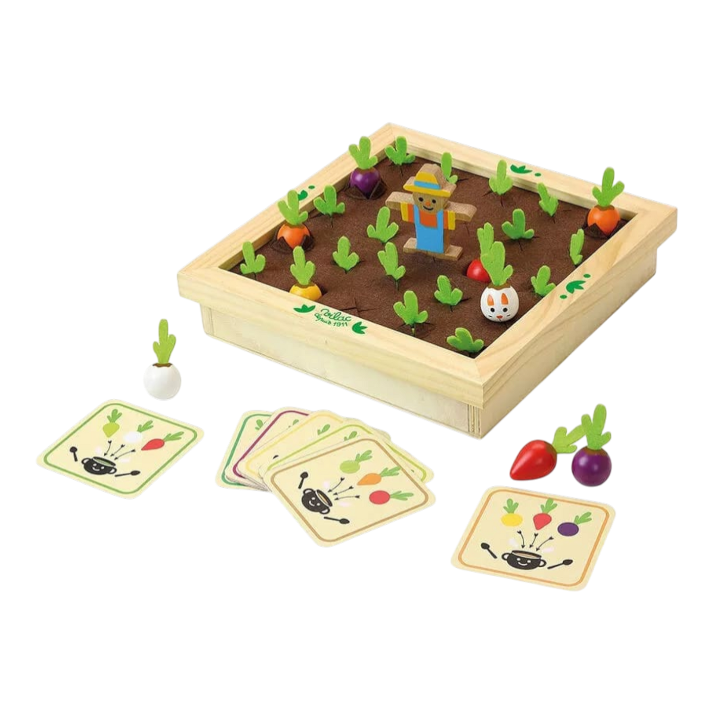 Jeu de mémoire en bois Mémotager Jour de récolte avec légumes en feutrine - Vilac