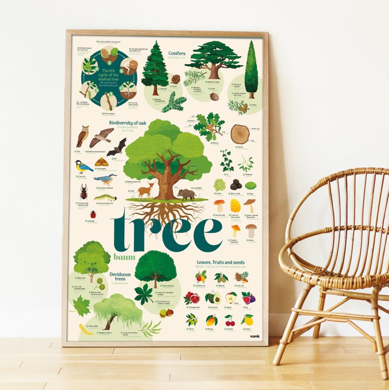 Poster géant éducatif à compléter avec stickers repositionnables sur le thème de l'arbre - Poppik