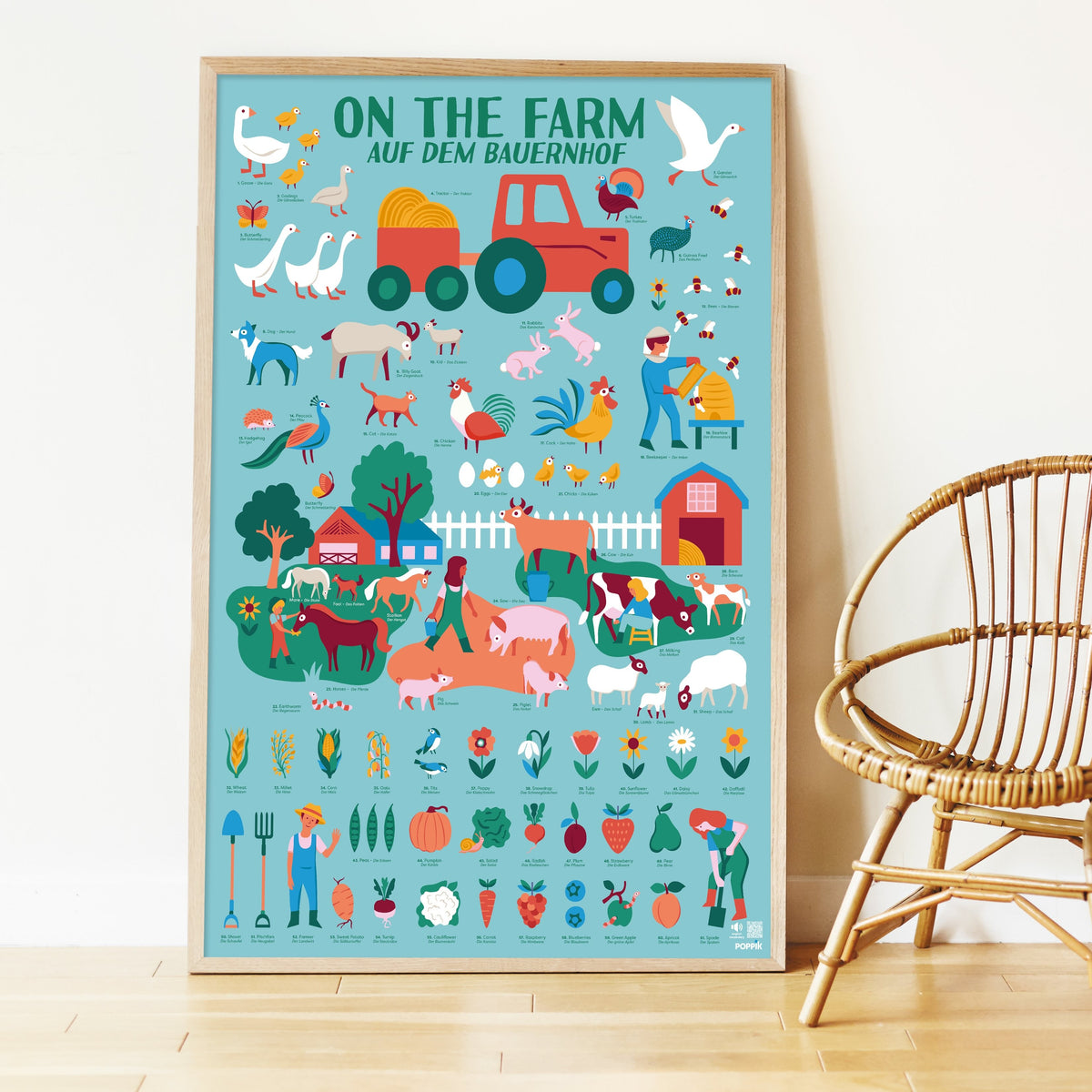 Mon premier poster éducatif en stickers repositionnables sur le thème de la ferme - Poppik