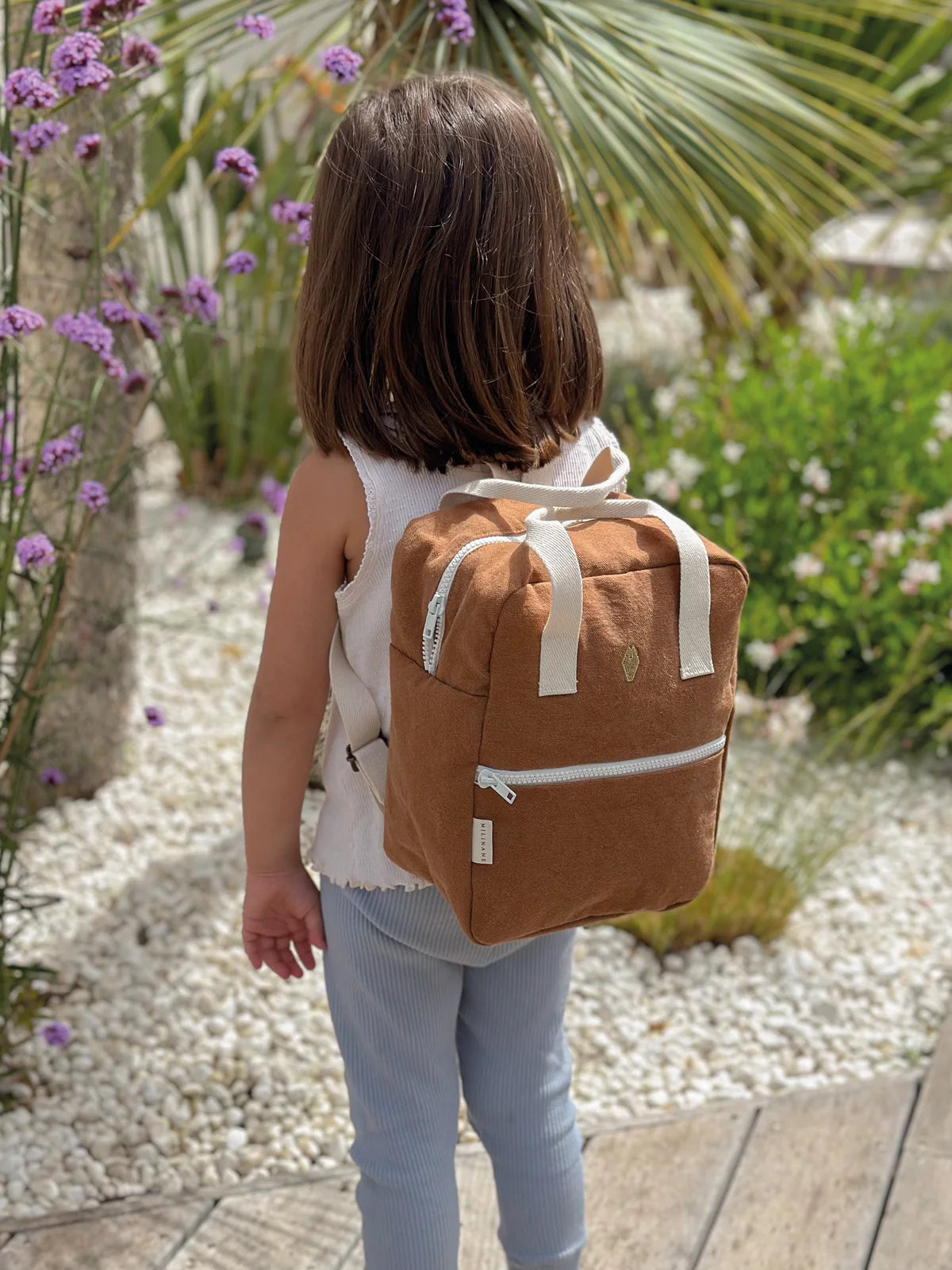 Petit sac à dos en coton souple motifs camel pour crèche et maternelle - Milinane