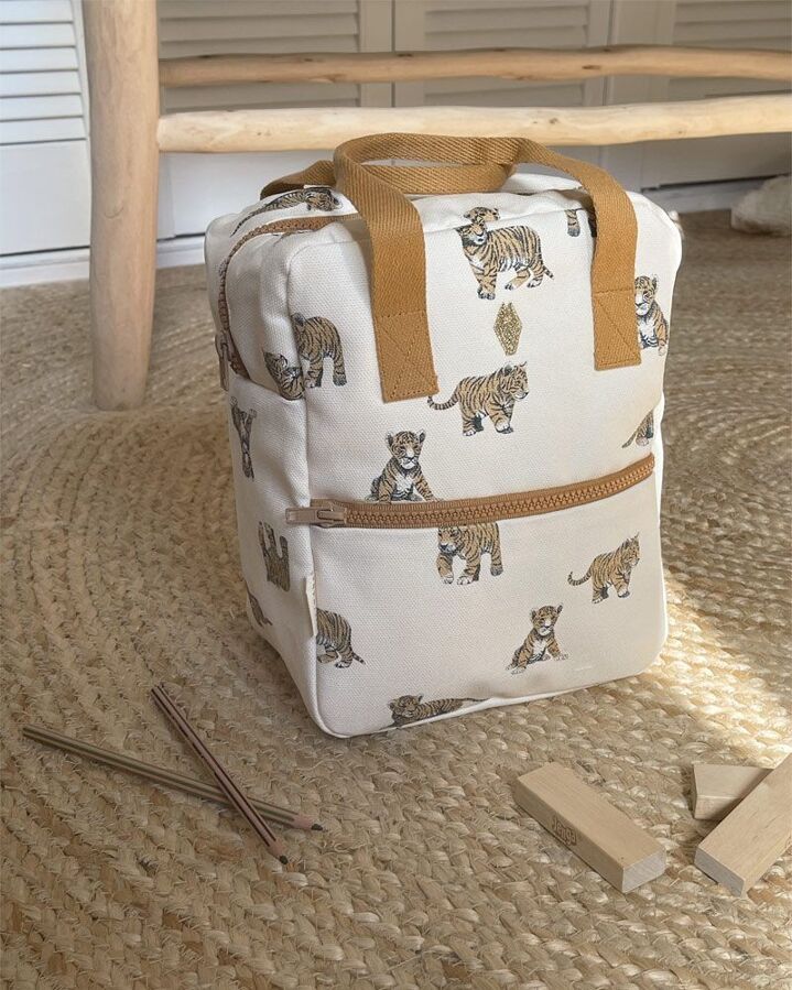 Petit sac à dos en coton souple motifs tigre pour crèche et maternelle - Milinane