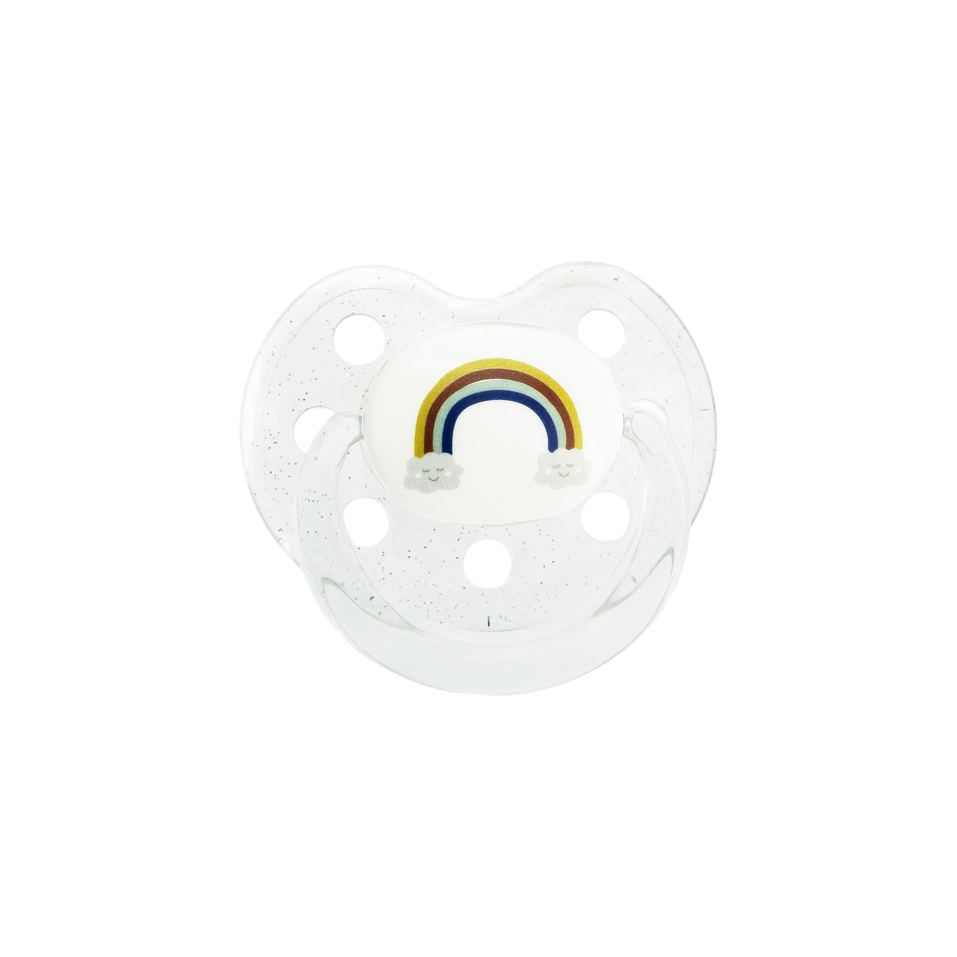 Sucette physiologique Rainbow en silicone médical avec motif arc-en-ciel pour bébé de 6 mois et plus - Le Biberon Français